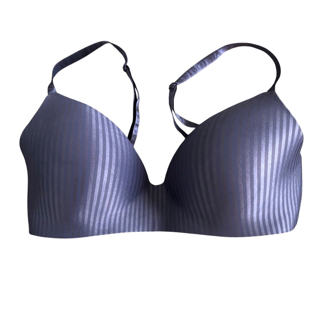 Victoria’s Secret Dark Blue Striped 36D Lightly Lined T Shirt Wireless Bra