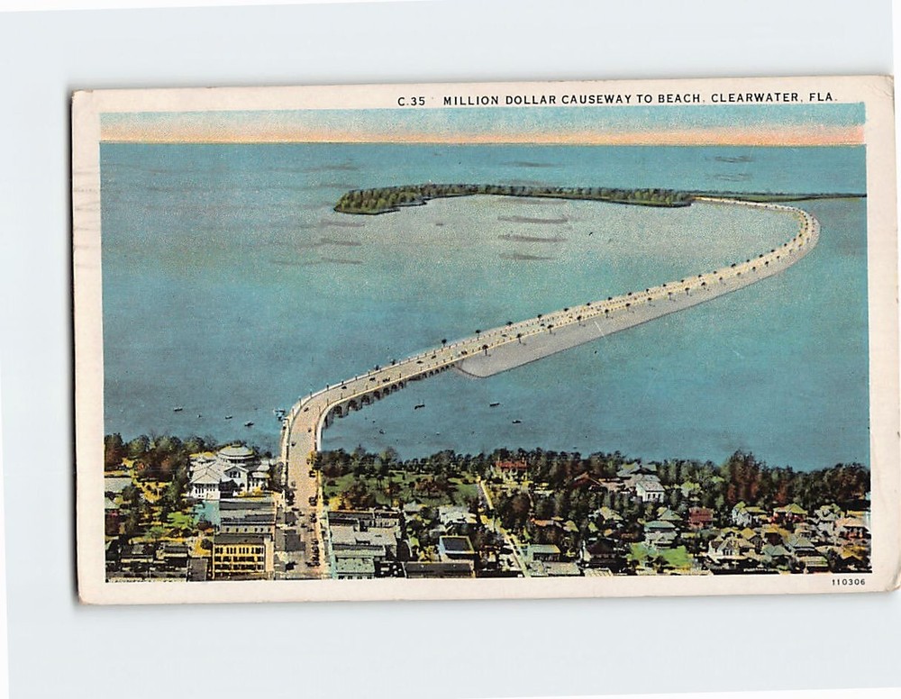 Postcard Million Dollar Causeway to Beach Clearwater Florida USA