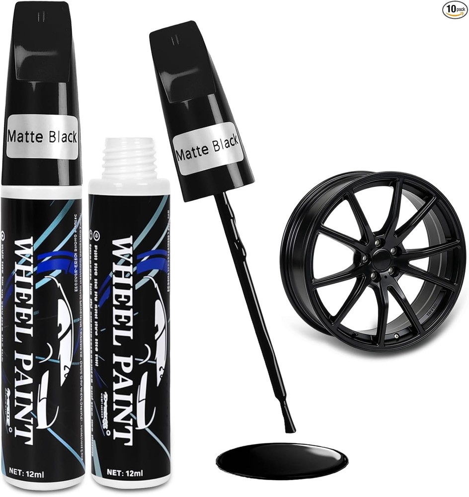 2-PACK Alloy Wheel Touch Up Paint, Long-Lasting Finish Resi Color: Matte Black