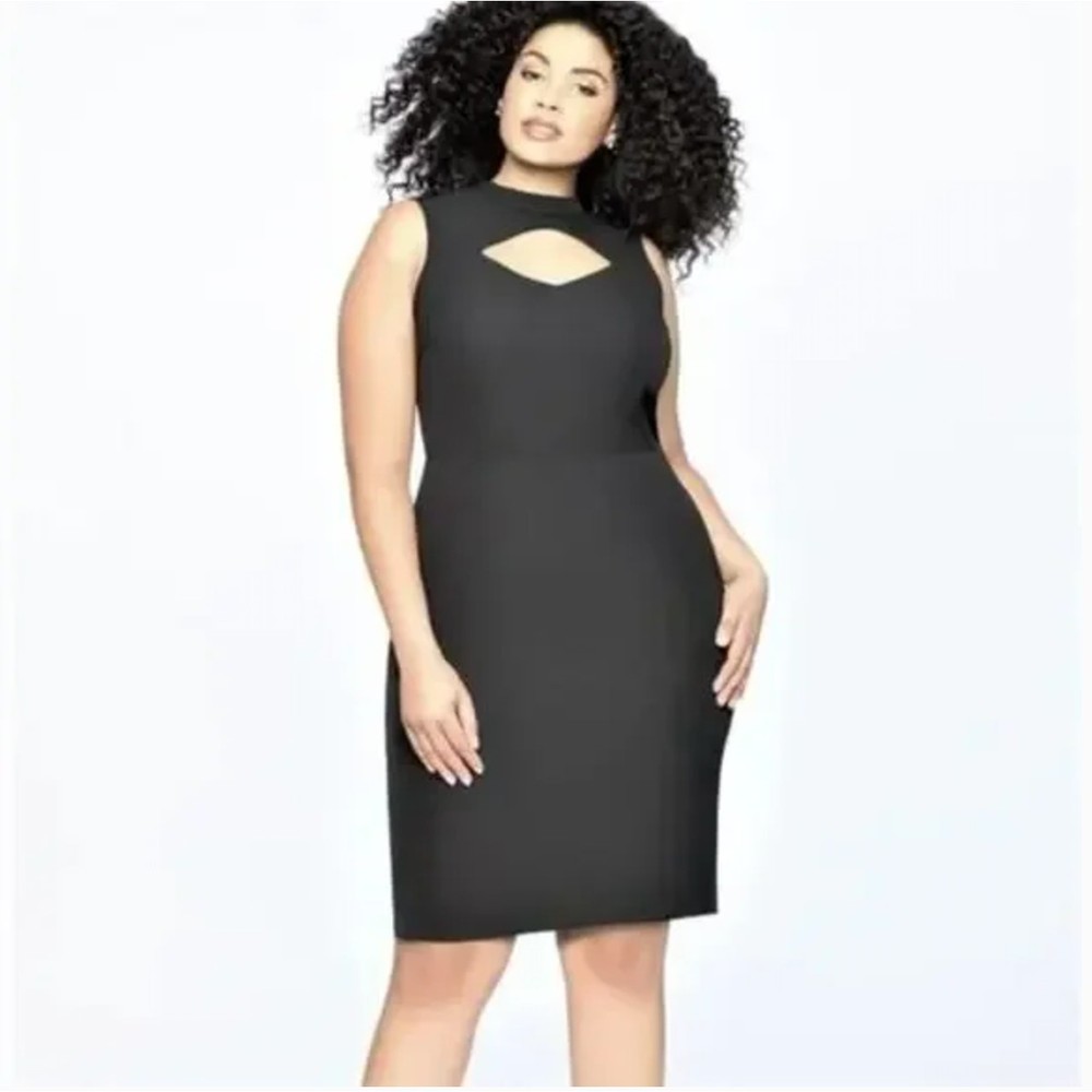 NEW Eloquii black rhombus cut out front sheath dress, plus size 24