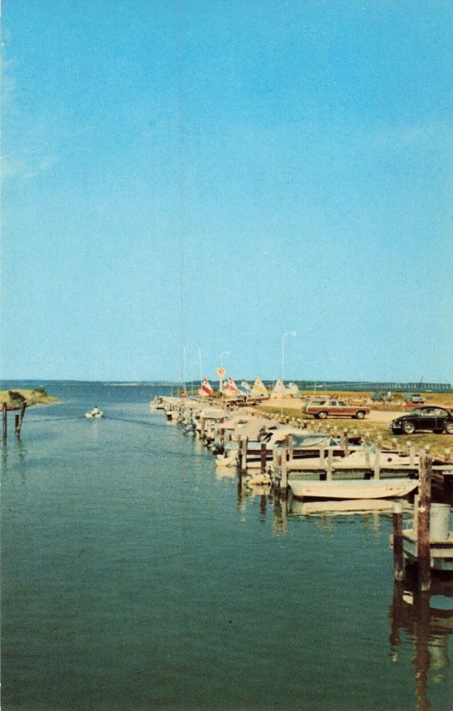 Beautiful Marina on Sinepuxent Bay - Ocean City Maryland MD - Postcard