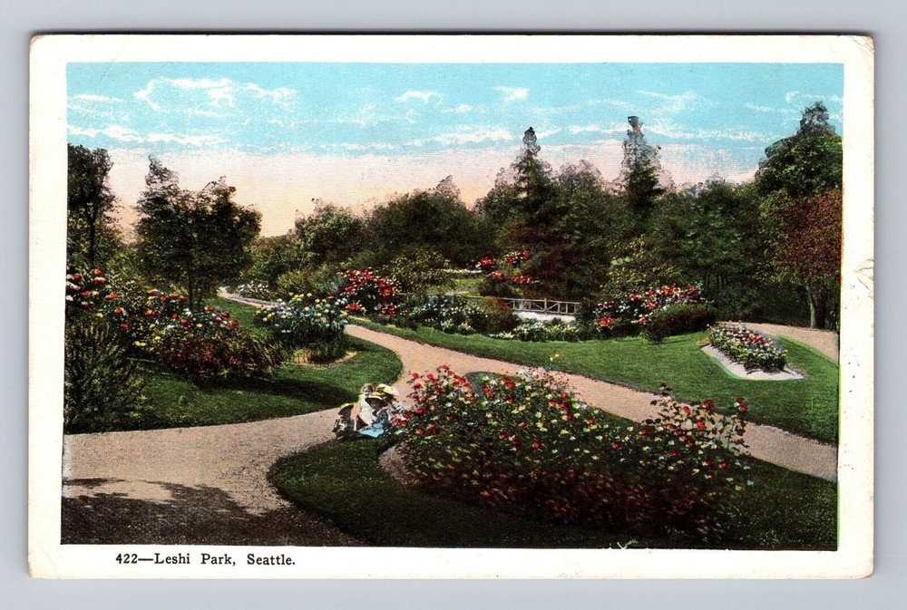 Seattle WA-Washington Aerial of Leshi Park Vintage Postcard