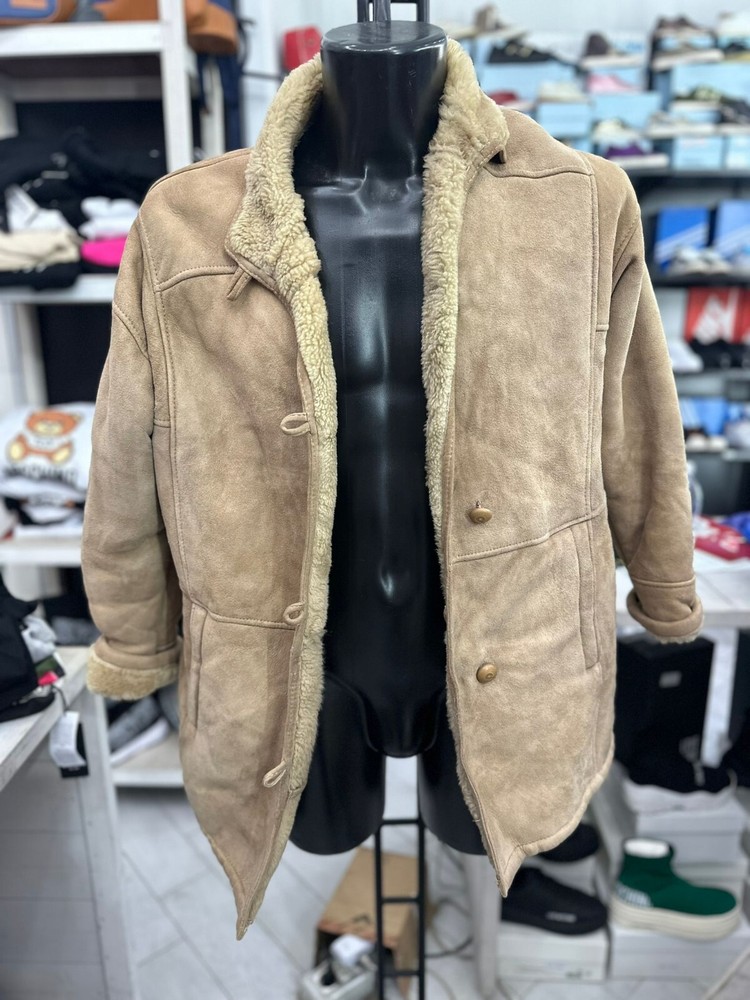 Vintage Beige Shearling Sheepskin Coat Women's Size 44 LLV309