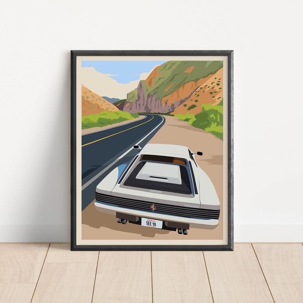 Vintage Ferrari Testarossa Poster, Racing Car Prints, Ferrari Wall ,Poster Decor