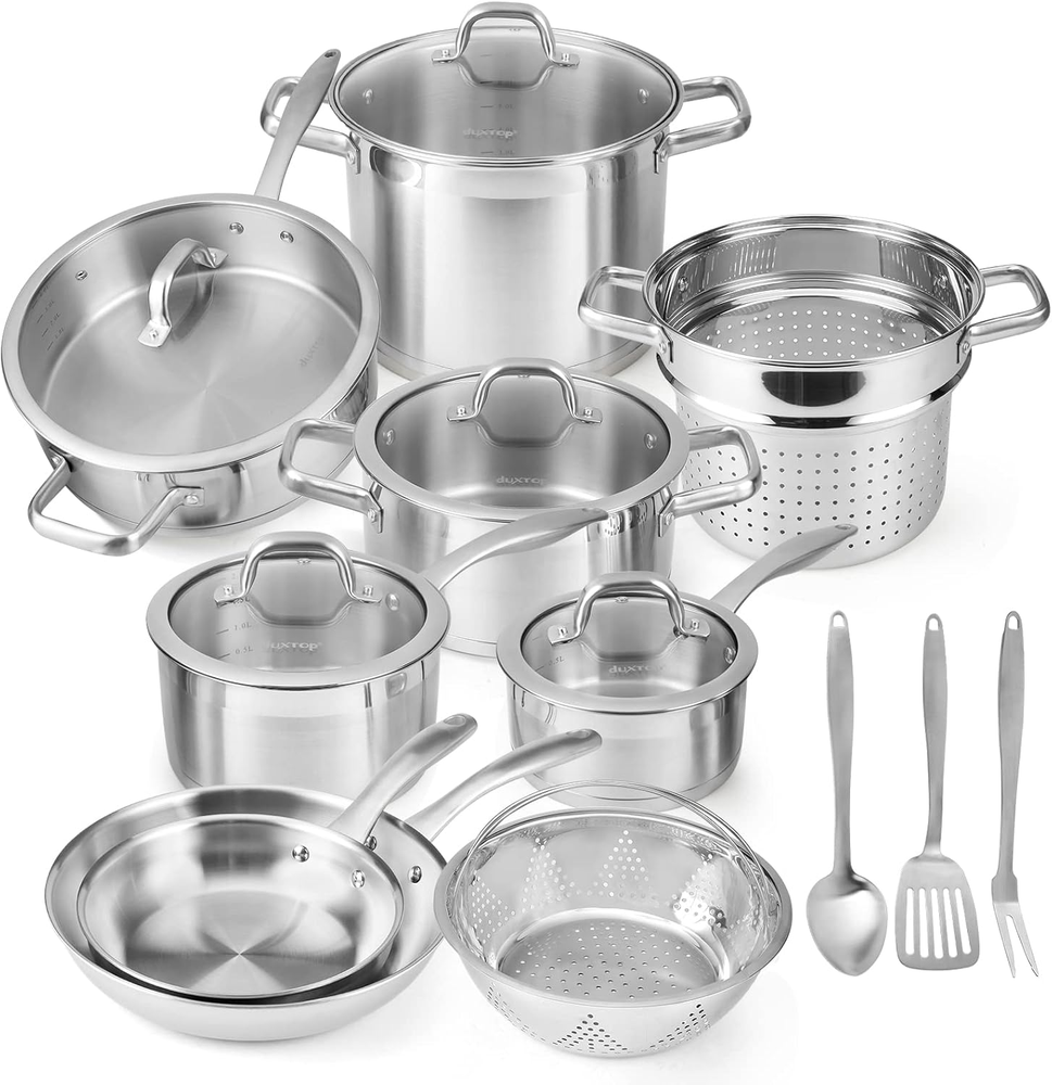 Duxtop Professional Stainless Steel Pots and Pans Set, 17PC Induction Cookware S