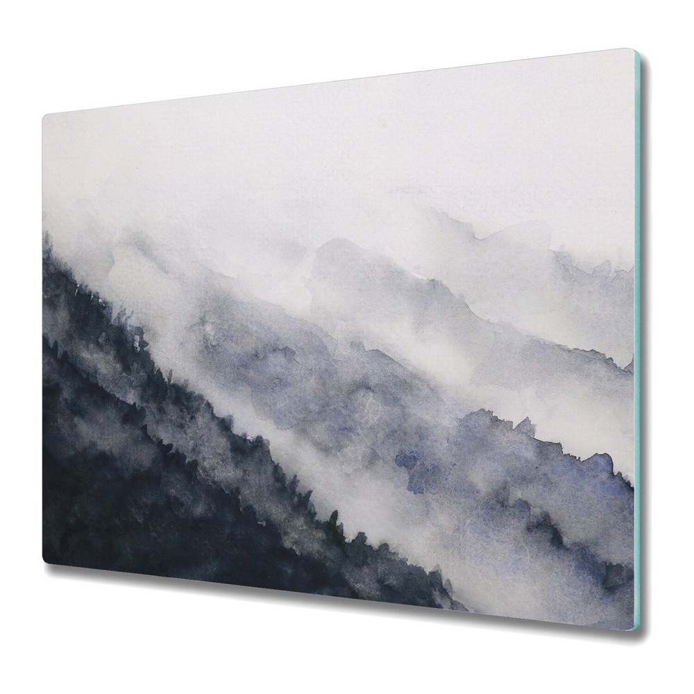 Glass Chopping Cutting Board Watercolour Landscape Mountain Fog Watercolour