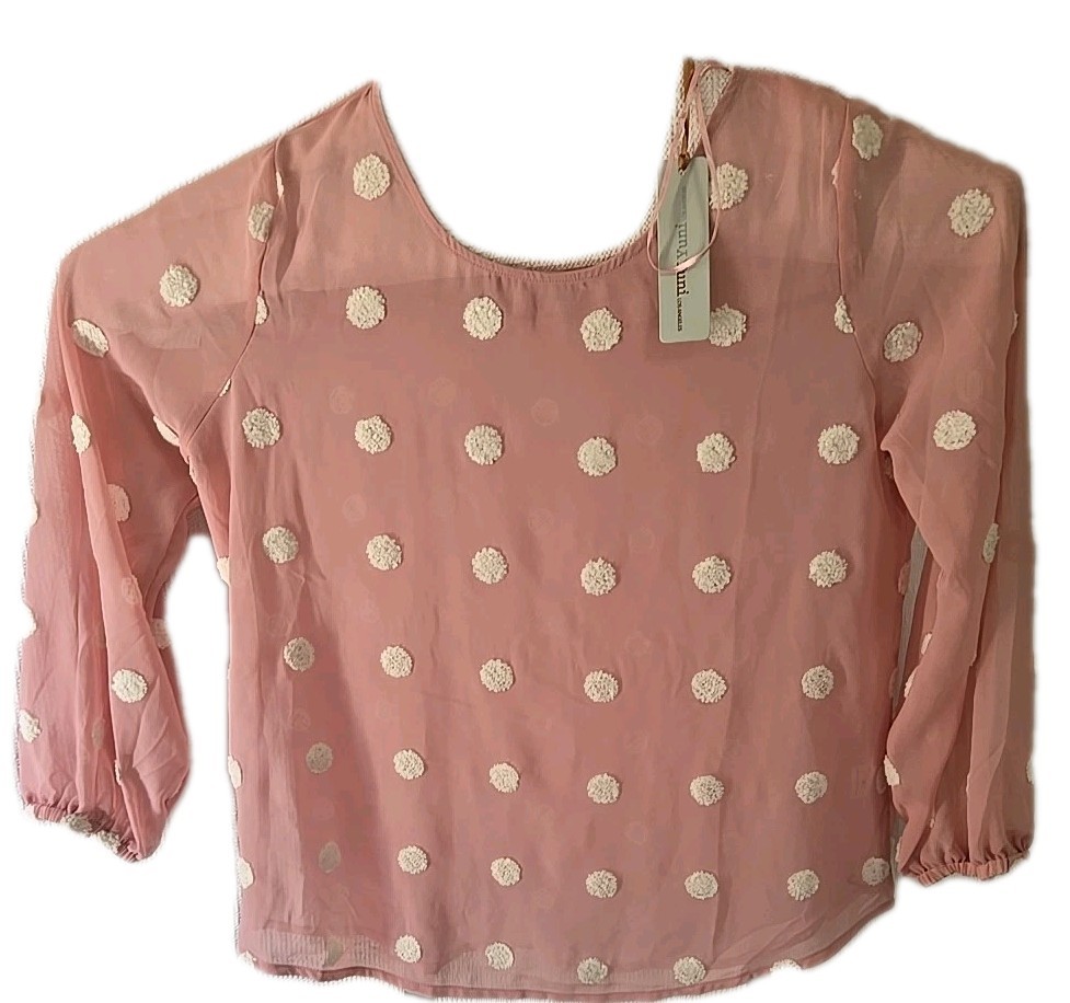 Yuni Los Angeles Women’s M Pink Long Sleeve Lightweight Casual Top Shirt Blouse