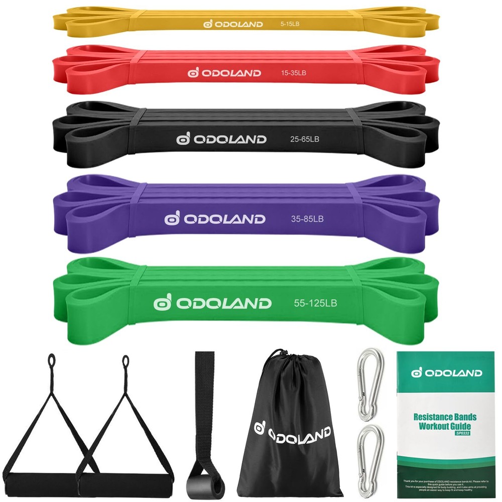5 Packs Pull Up Assist Bands, Pull Up Straps, Resistance Bands with Door Anch...