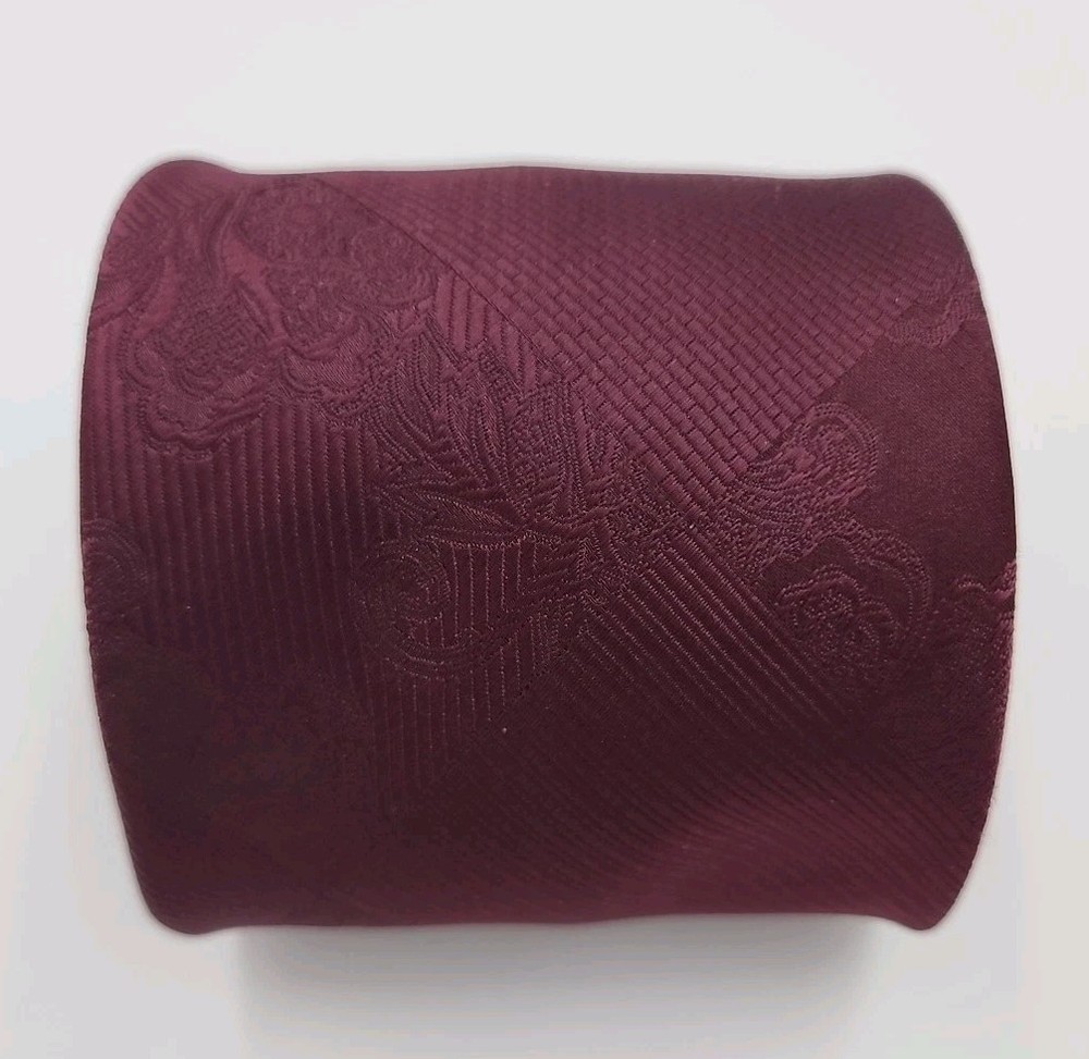 Stacy Adams 100% Microfiber Tie Hand Made In China Red (MAROON) Floral 59x3 3/8