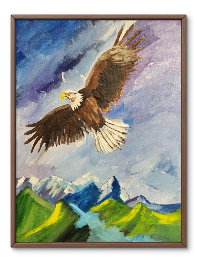 Abstract Colorful Eagle Modern Unique Acrylic Canvas Textured 11X14