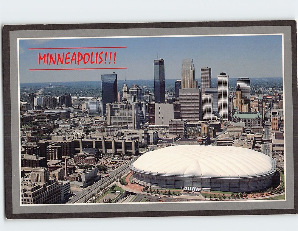 Postcard Aerial View Downtown Minneapolis Minnesota USA