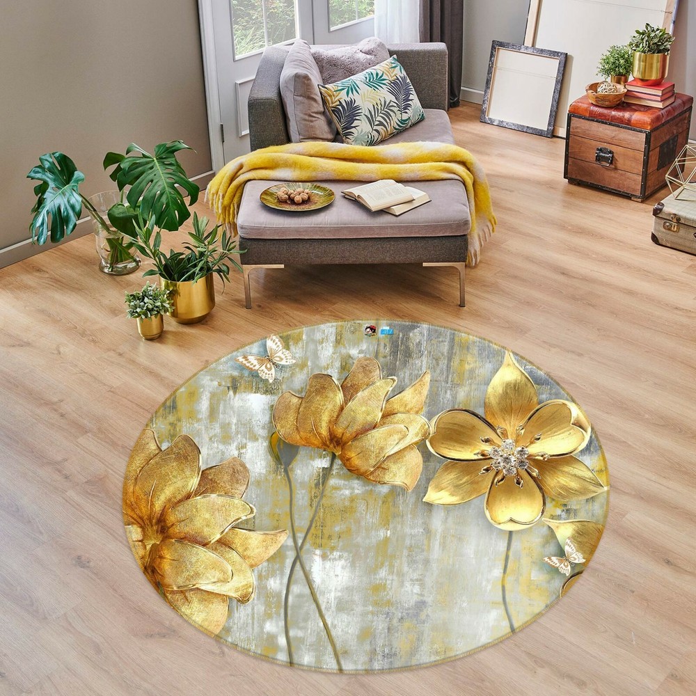 3D Vintage Yellow Flower NAO10504 Game Rug Mat Elegant Photo Carpet Mat Fay