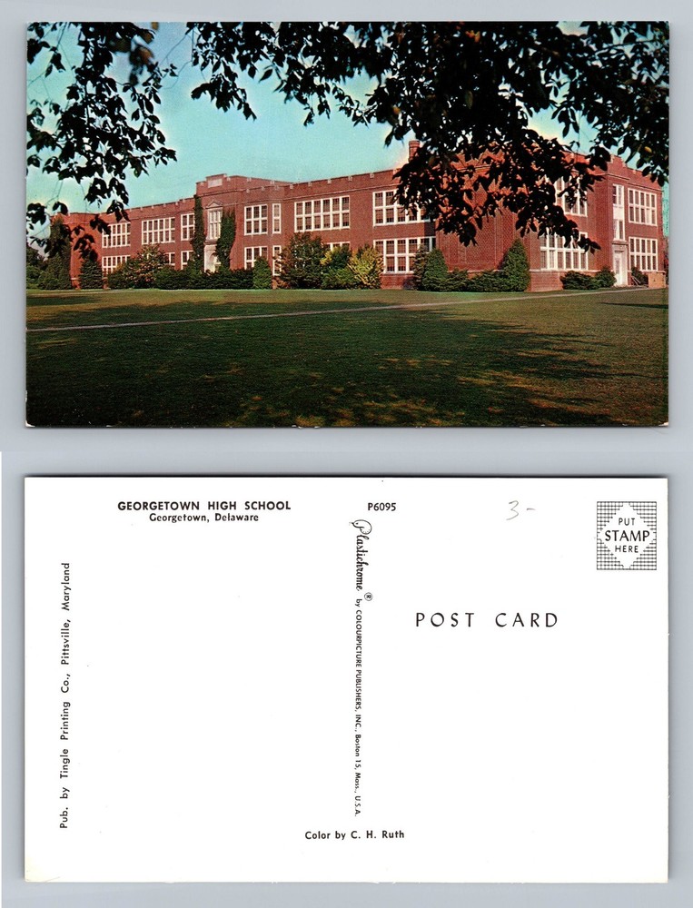 Georgetown, DE-Delaware, Georgetown High School View PC Vintage Postcard