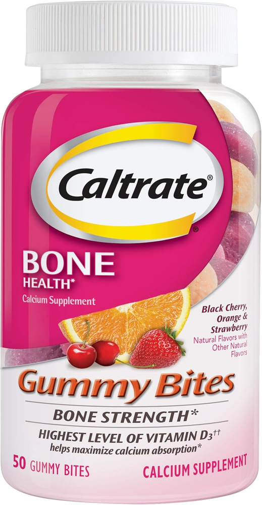 Gummy Bites 500 Mg Calcium and Vitamin D Supplement, Black Cherry, Strawberry, O