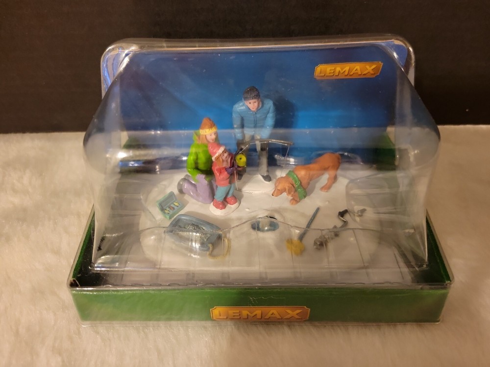 Lemax Christmas Village HER FIRST FISH Table Accent 03513 Family Ice Fishing NEW-image