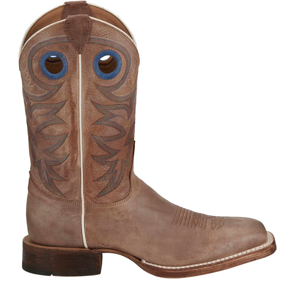 Justin Boots Caddo Square Toe Cowhide Mens Brown Wide Cowboy Western Boots
