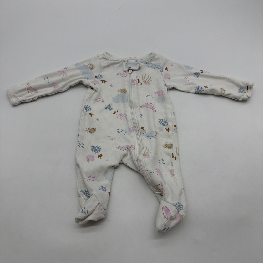 Carters Just One You Newborn Girls White Aop Full Zip Snap 100% Cotton.#38640