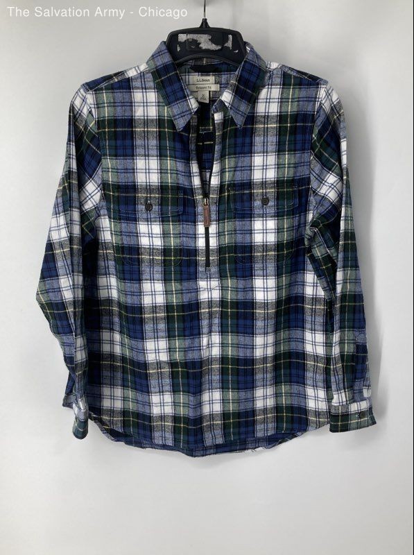 L.L. Bean Womens Multicolor Plaid Long Sleeve Relaxed Fit Blouse Top Size Medium