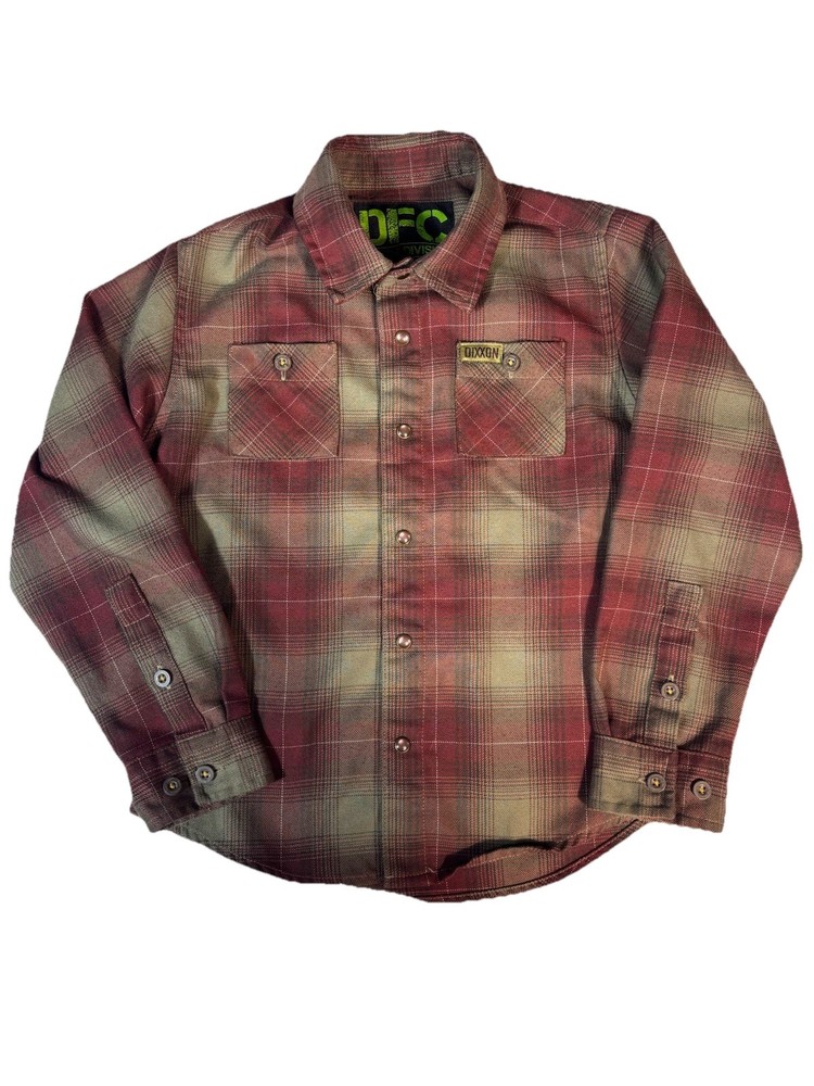 Dixxon Flannel DFC Youth Division Boys Plaid Pearl Snap Long Slv Shirt Sz Small