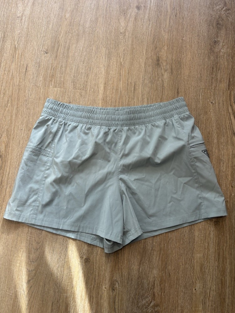Columbia Womens Athletic Running Shorts Gray Size L Breathable Drawstring