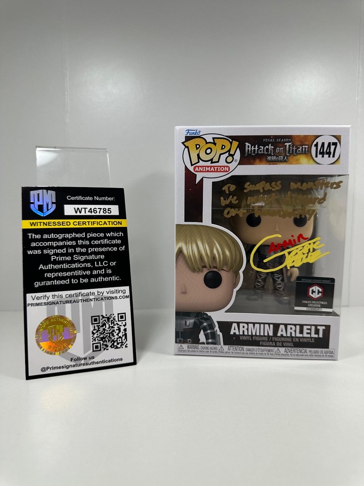 Funko Pop! Vinyl: Attack on Titan- #1447 Armin Arlelt Signed PRIME Auth. + Quote