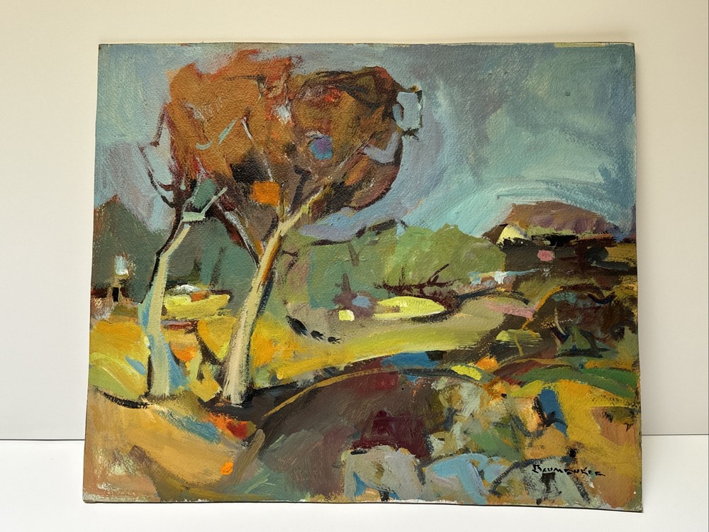 Mid Century Painting Abstract Landscape EXPRESSIONIST Modernist ROSE BAUMRUKER