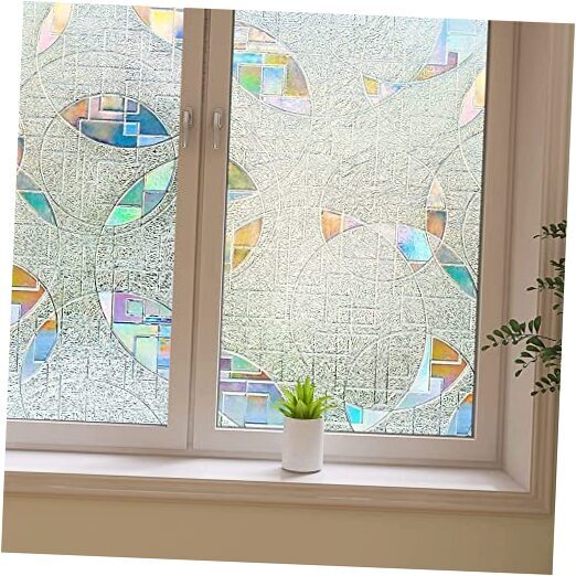 3D Frosted Glass Window Film for Privacy 17.5x157.4 Inches 44.5x400 cm