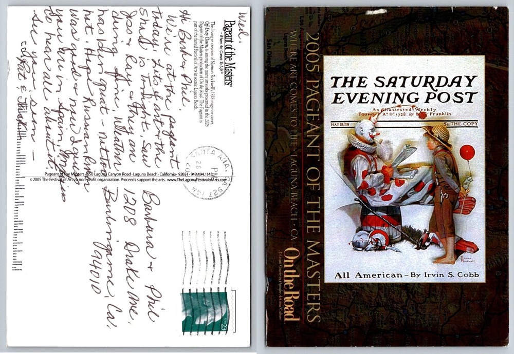 2005 Pageant of the Masters Laguna Beach CA Postcard Norman Rockwell Art