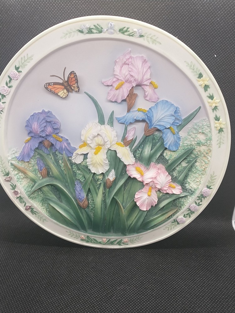 The Iris Garden 7 Inch Plate 3D Lena Liu’s Beautiful Gardens Bradford Exchange