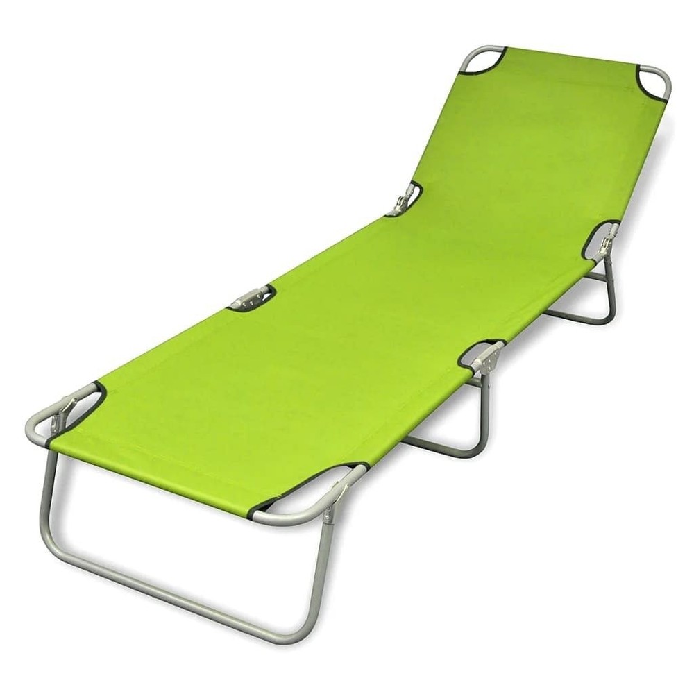 Sun Lounger Apple Green Polyester One Size Foldable Sun Lounger