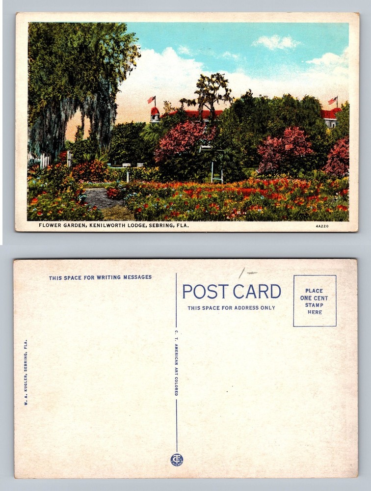 Sebring, FL-Florida, Kenilworth Lodge Garden Floral View Old Vintage Postcard