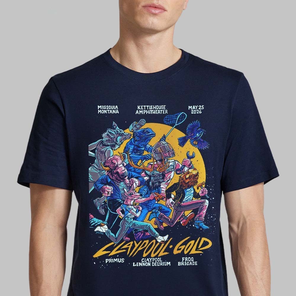 Claypool Gold Primus Claypool Lennon Delirium And Frog Brigade Missoula T-Shirt