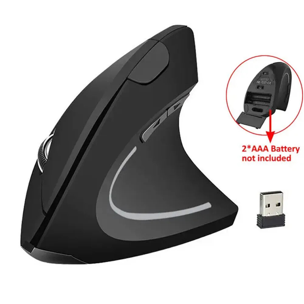 2.4G Wireless Vertical Ergonomic Mouse for Right-Handed Gamers, USB Optical Computer Mice for Comfort and Precision