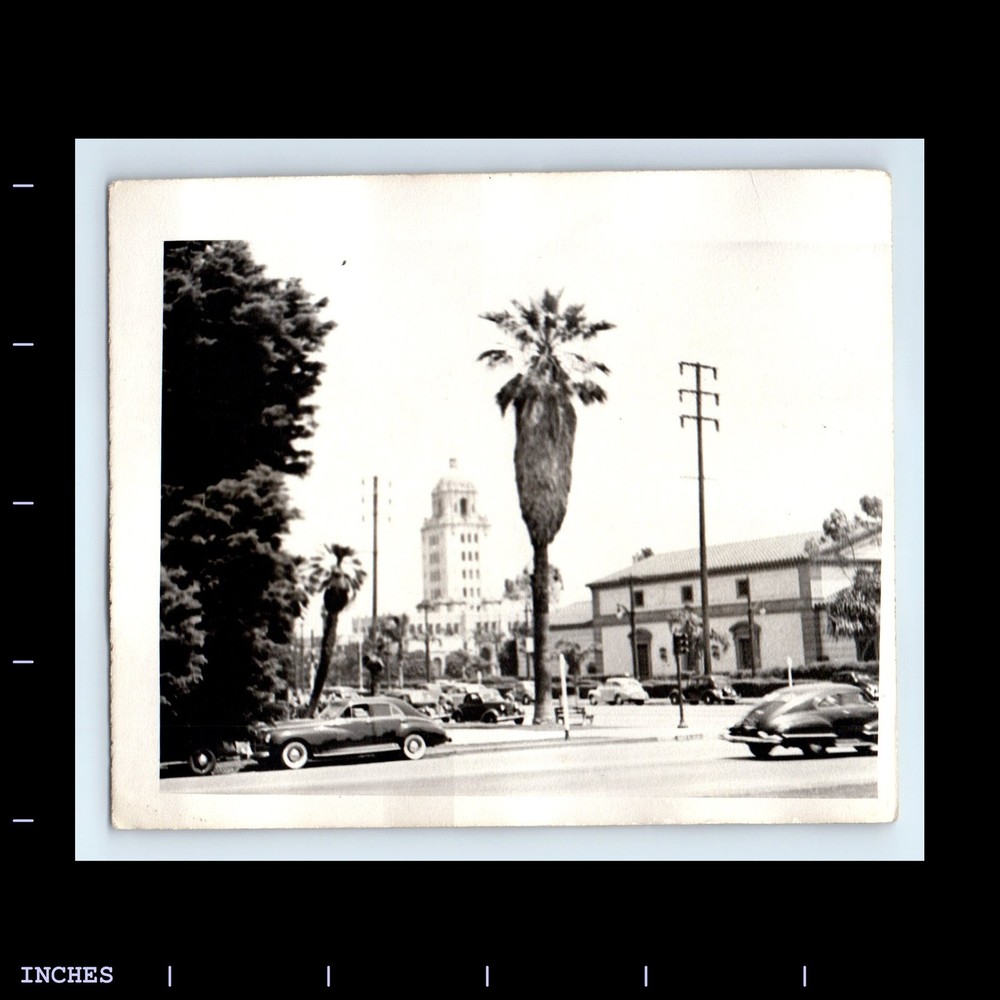 Old Vintage Photo STREET SCENE CARS BEVERLY HILLS CITY HALL CA LOS ANGELES