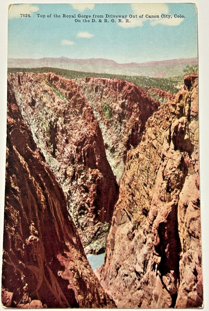Postcard Railroad Denver Rio Grande RR Canon City Colorado Royal Gorge