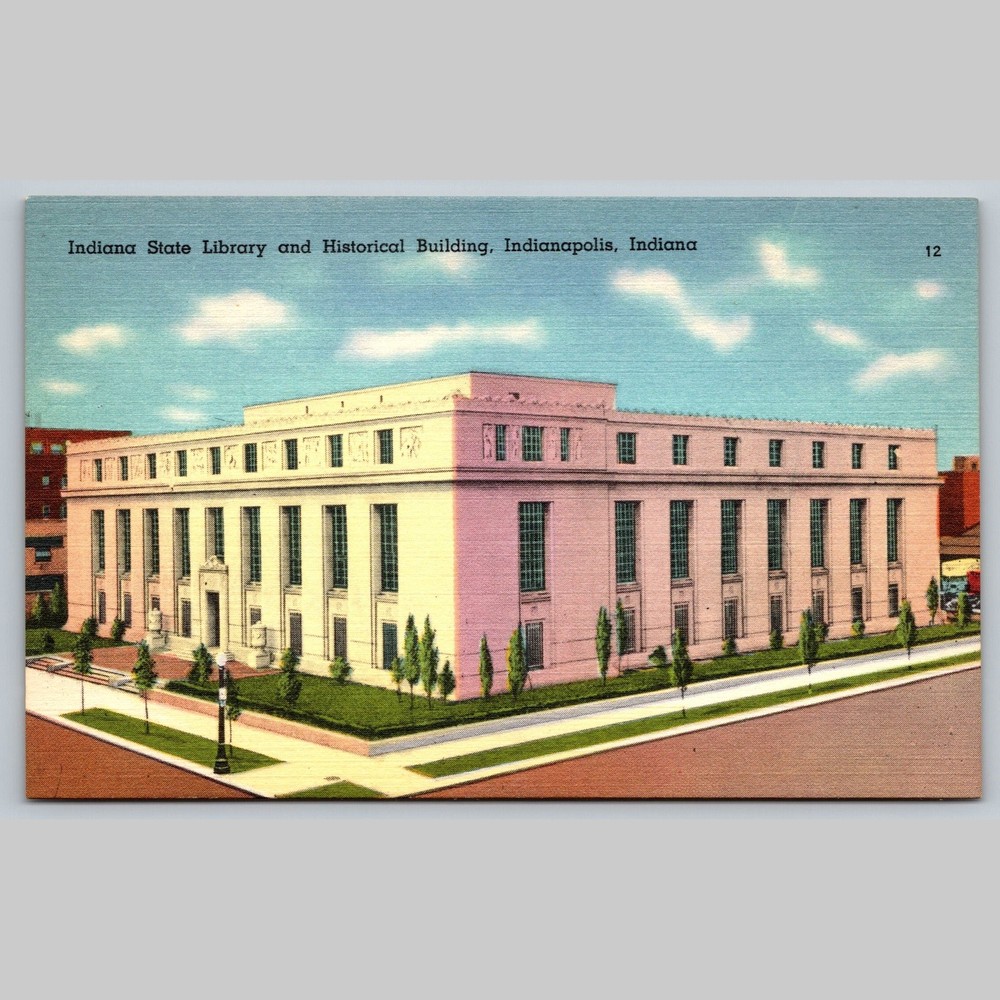 Postcard Indiana State Library Historical Building Indianapolis