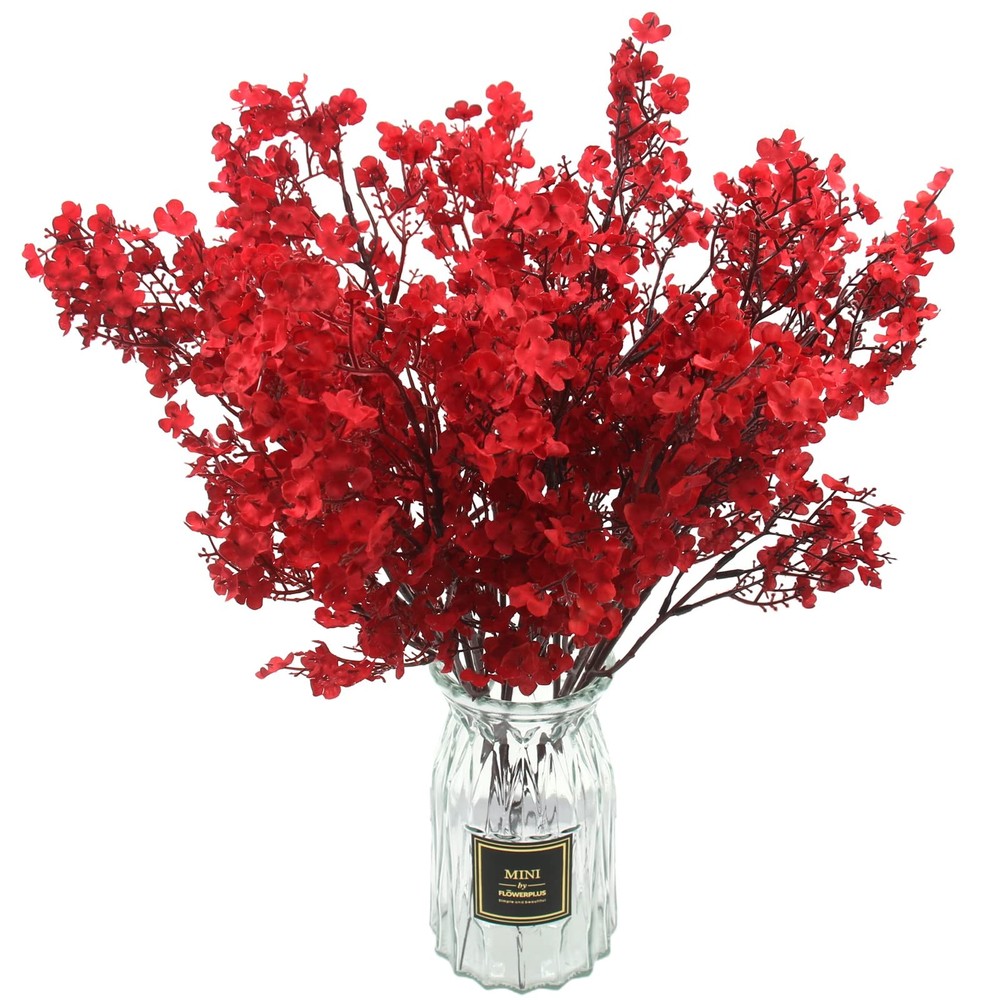 10 Pcs Babys Breath Artificial Flowers Real Touch Fake Red Flowers Silk Plant...