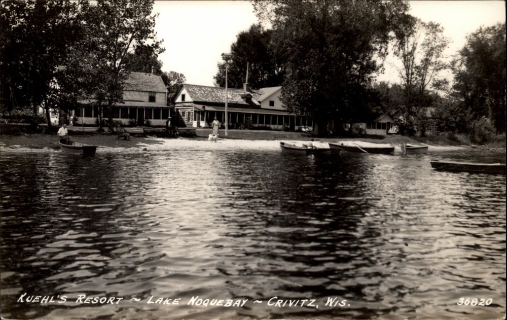 RPPC Kuehl's Resort Lake Noquebay Crivitz Wisconsin real photo postcard k522