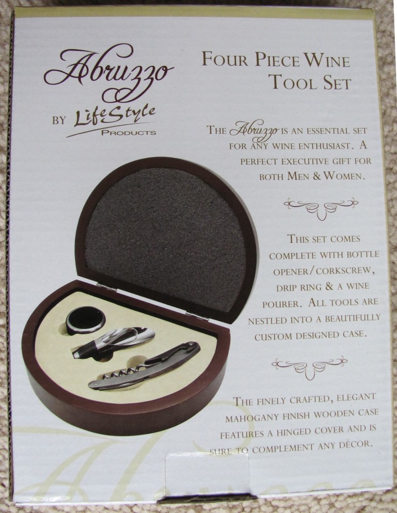 ABRUZZO 4 PIECE WINE TOOL SET - Brand New Unopened-image