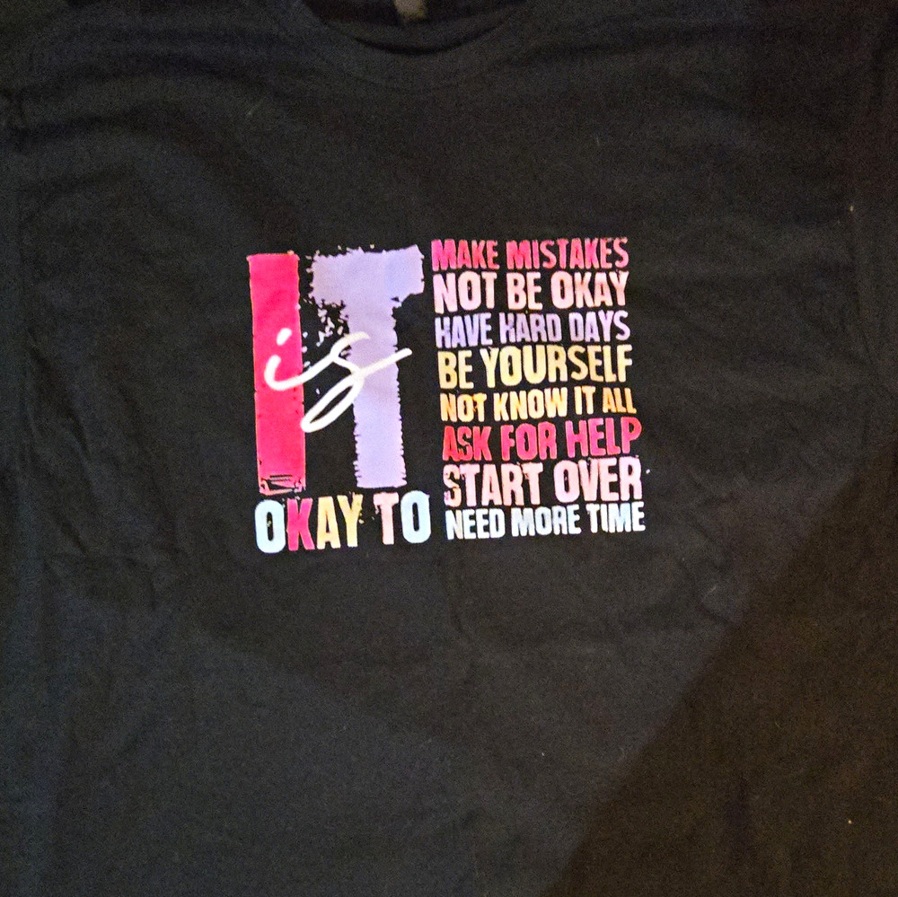 Black Graphic Quote Crew Neck Short Sleeve T-Shirt Unisex Adults Size XL
