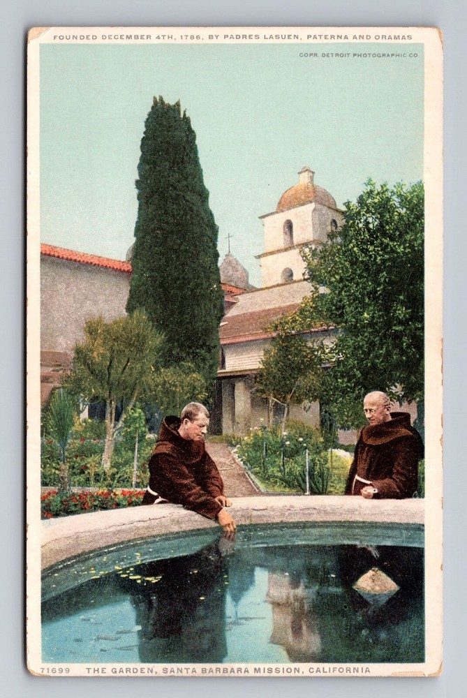 Santa Barbara CA-California Santa Barbara Mission Garden Vintage Postcard Postal