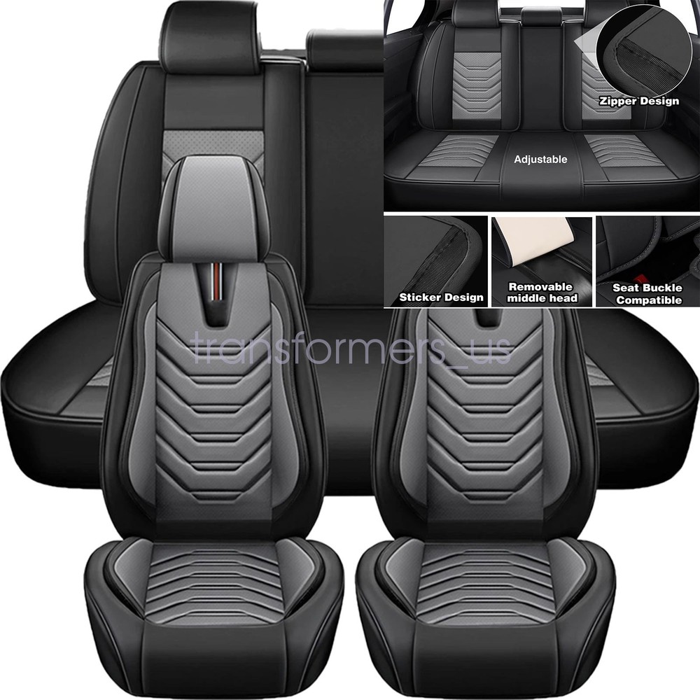 Fits 2007-2023 Jeep Wrangler Faux Leather Seat Covers Protector 5-Seats Full Set