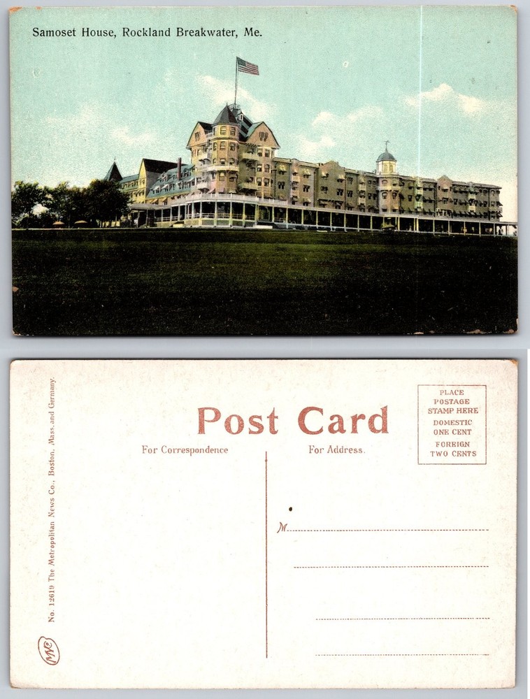 Samoset House Rockland Breakwater Maine Vintage Postcard Hotel Resort Scene
