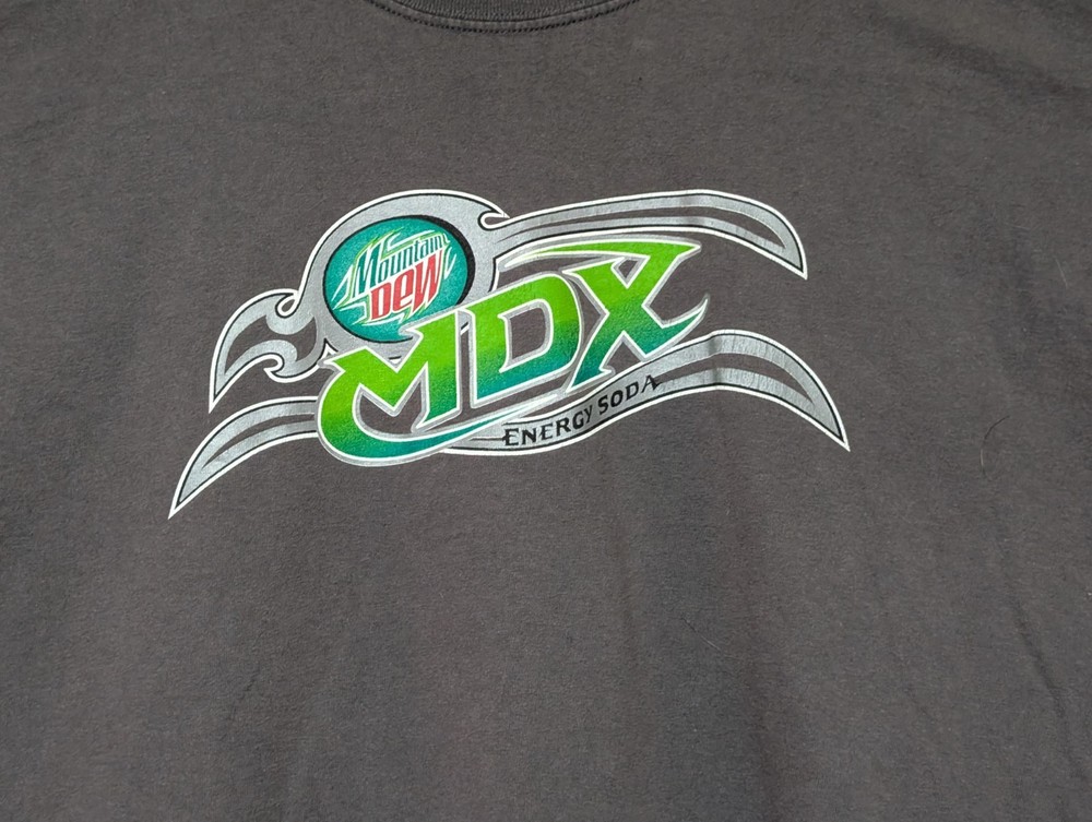 Mountain Dew Men's T-shirt Gray MDX Energy Drink Mt. Dew XL #6385