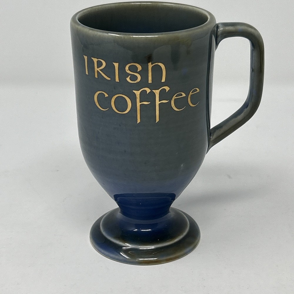 Irish Porcelain Coffee Cup Mug IRISH COFFEE Ireland WADE Shamrock Green/Blue