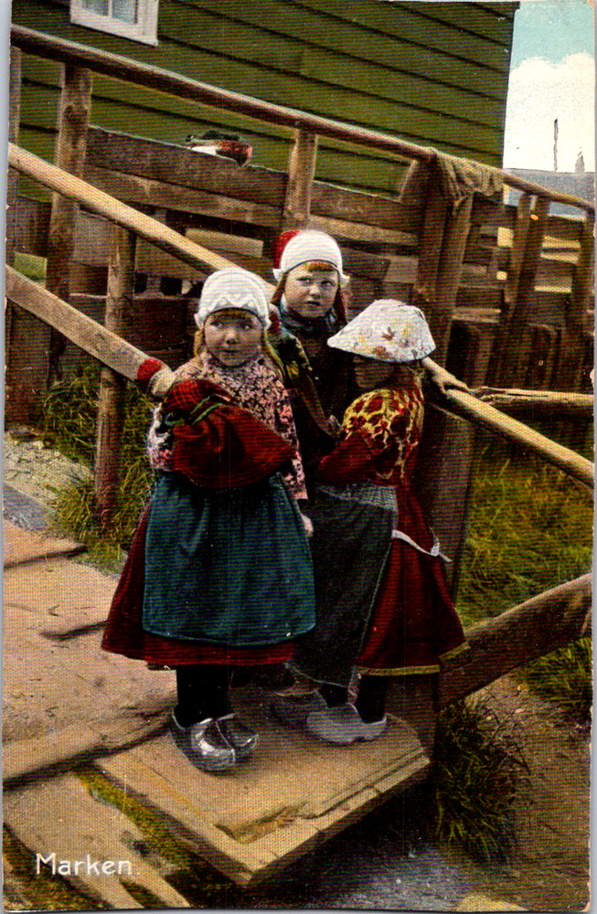 Vintage Postcard Traditional Children Marken Netherlands