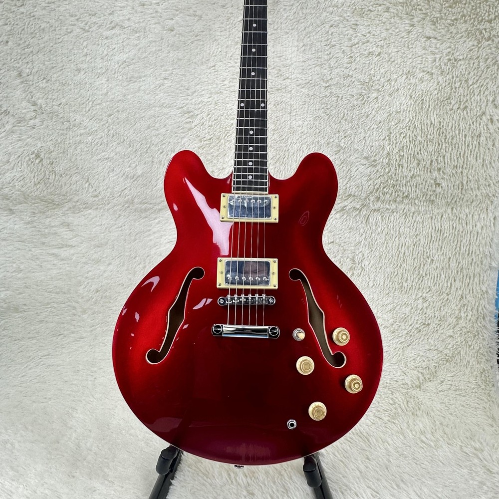 Semi Hollow ES-335 Electric Guitar with Fixed Bridge Black Fretboard Chrome Hardware