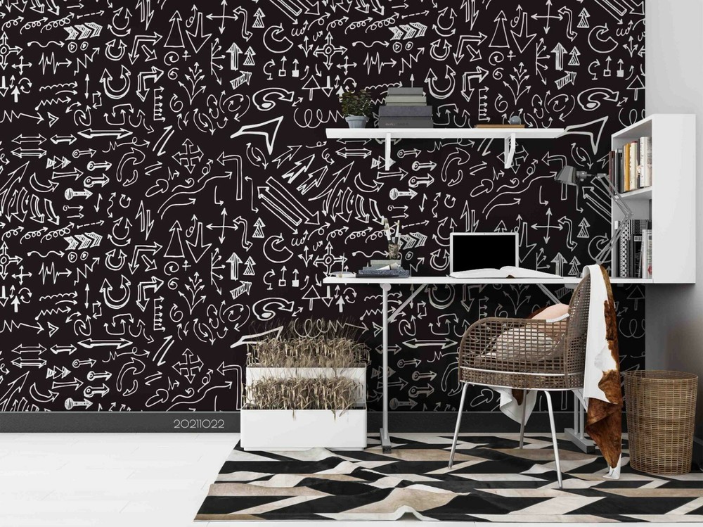 3D Abstract Symbols Doodle Self-adhesive Removable Wallpaper Murals Wall 654