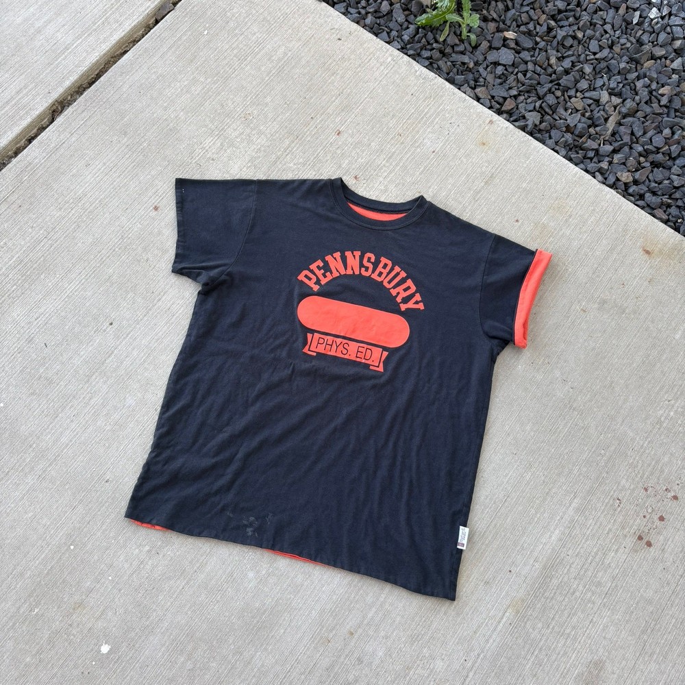 Vintage 1970s Double Faced Reversible T Shirt Faded Black School Orange Sz L