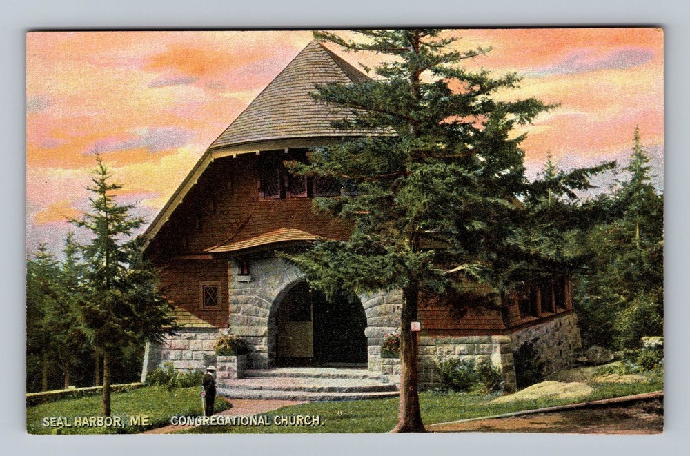 Seal Harbor ME-Maine Congregational Church Vintage Postcard Standard Postal Old